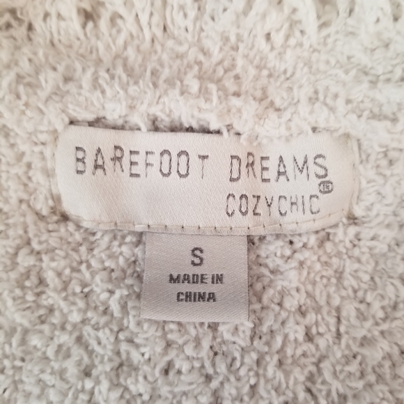 BAREFOOT DREAMS COZYCHIC Open Front Frayed Edges Ivory Cardigan Small - Picture 5 of 6